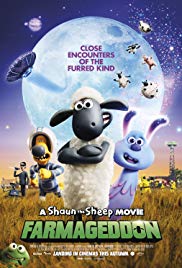 Image of a poster for the film Shaun the Sheep Farmageddon.